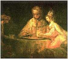 Rembrandt, Haman and Ahasuerus at the banquet with Esther, c.1660