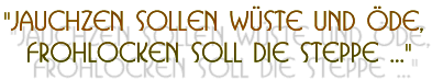 "Jauchzen sollen Wste und de, frohlocken soll die Steppe ..."